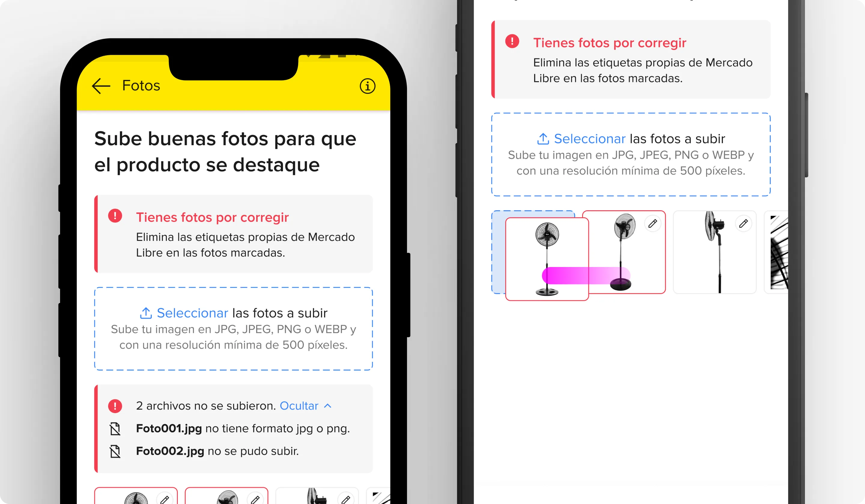 Inline guidelines during photo upload